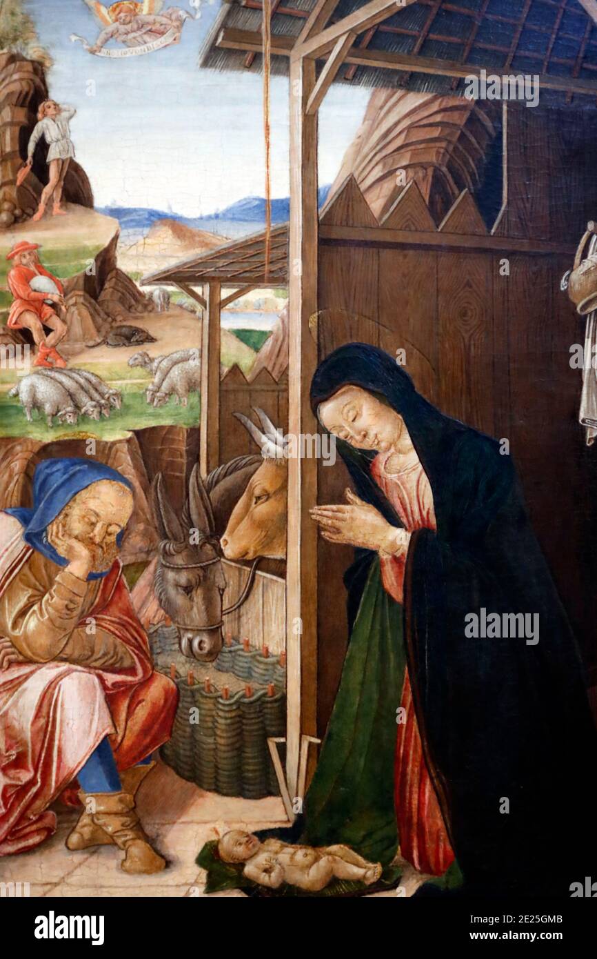 Gallerie dell'Accademia.  The nativity.   Canvas. Stock Photo