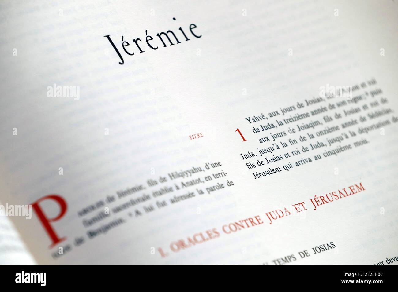 Holy bible in french. Old testament. Prophetic book. Jeremiah. France
