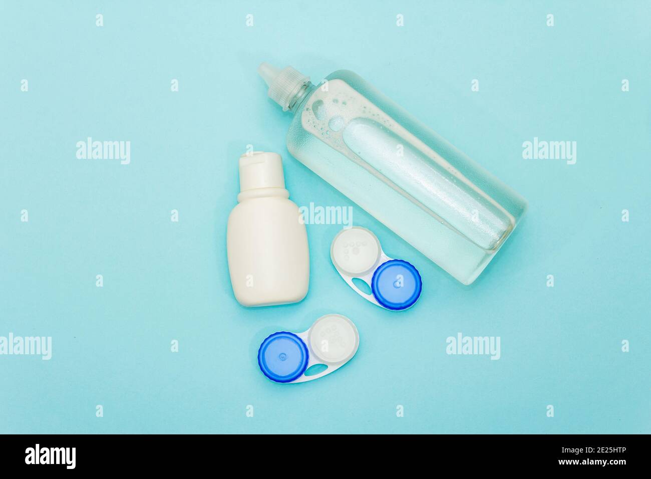 Travel kit for contact lenses. Sanitizer, solution, containers. Light