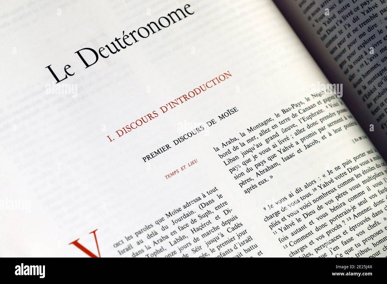 Holy bible in french. Old testament. Deuteronomy. France Stock Photo