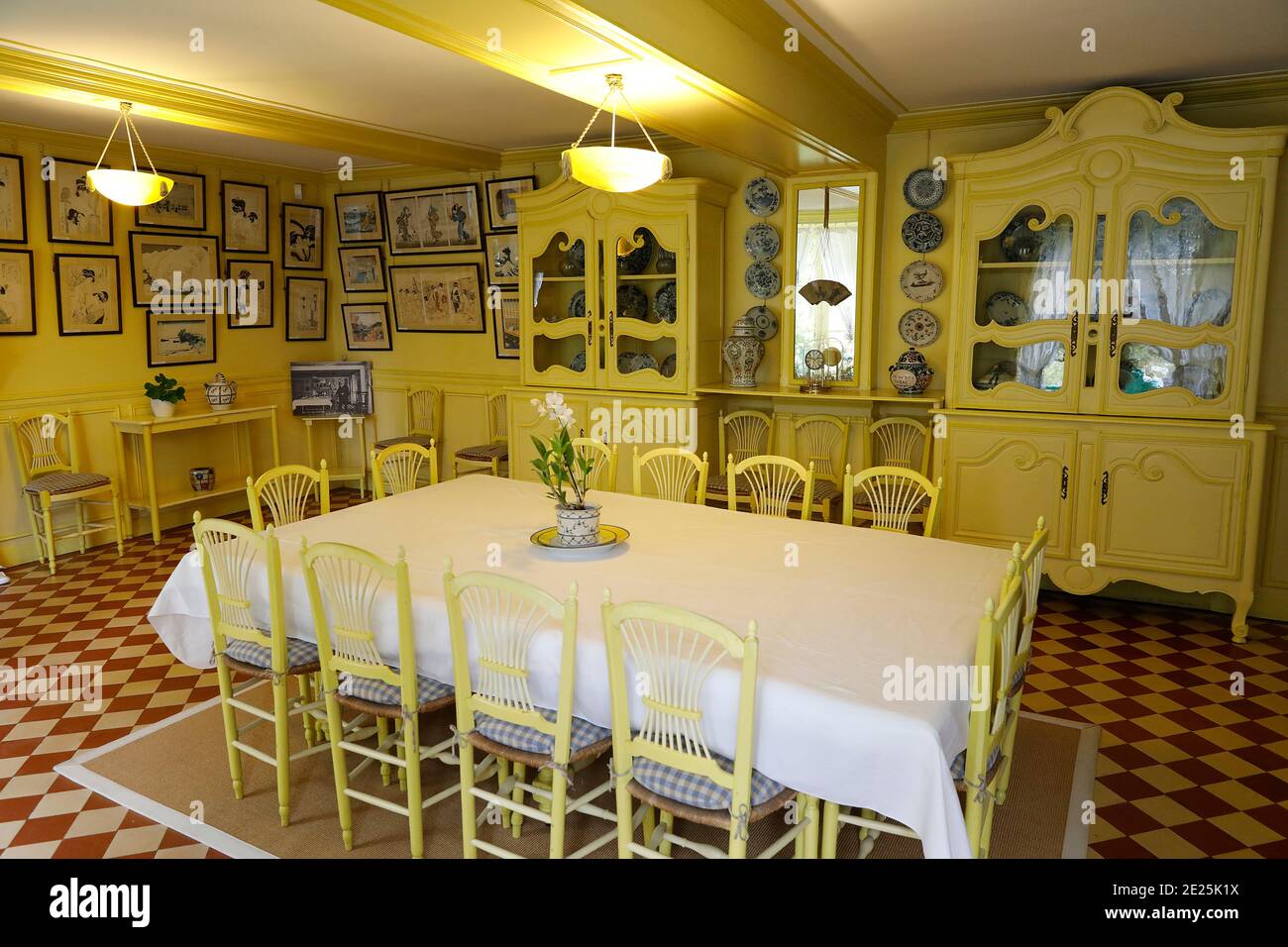 Claude Monet's house in Giverny, France. Dining room. Stock Photo