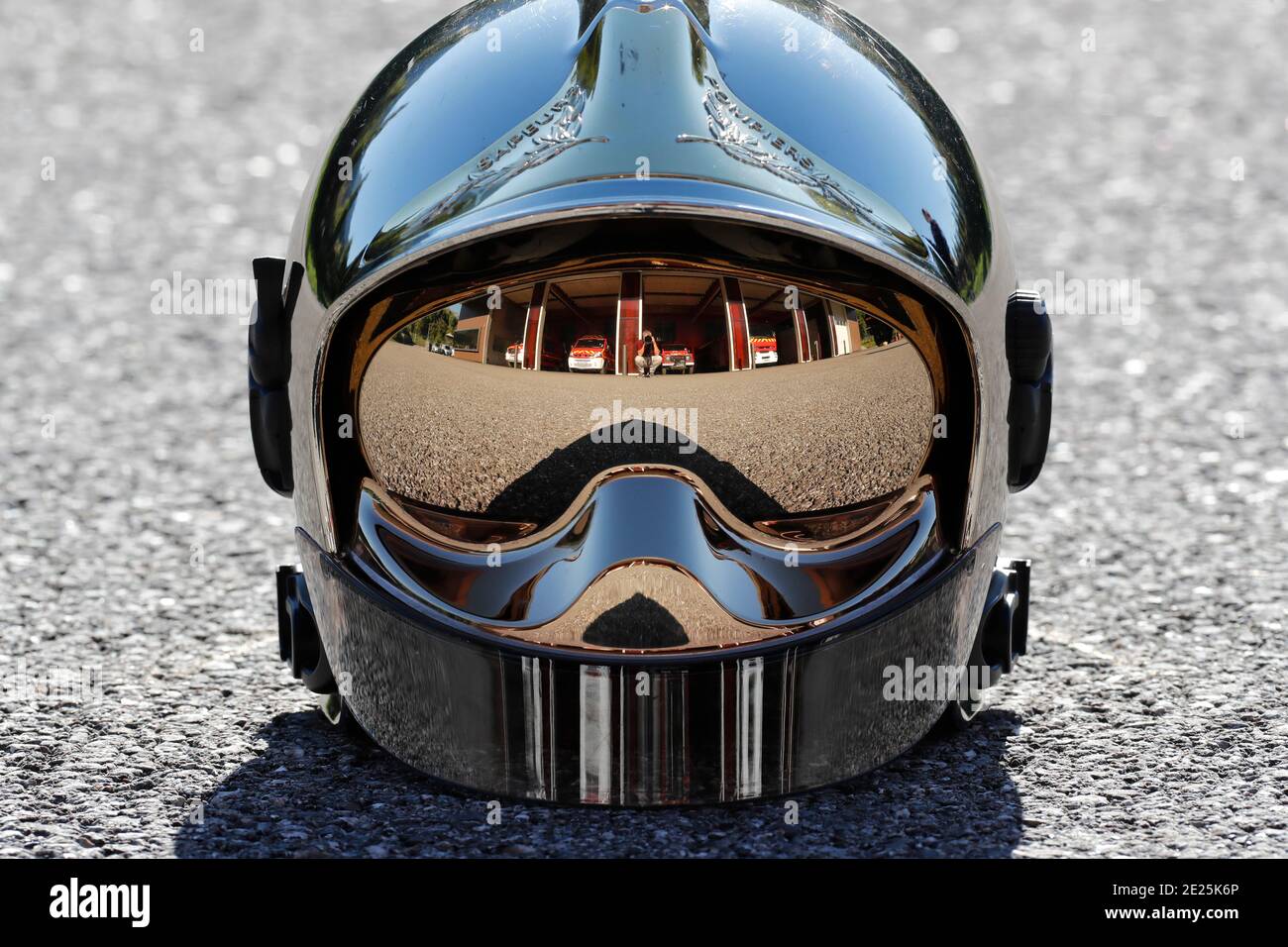 Fire department. Firefighter and helmet. French Sapeurs Pompiers. France  Stock Photo - Alamy