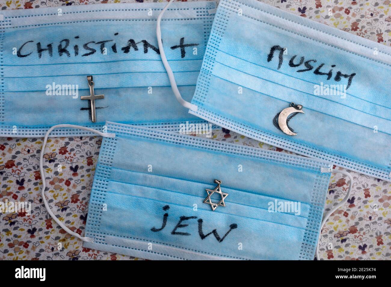 Masks and religious symbols Stock Photo - Alamy