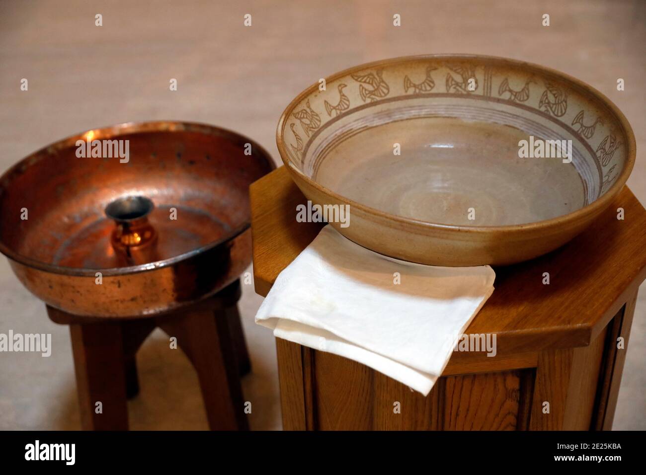Catholic church. Baptismal liturgy. Baptistry. France Stock Photo Alamy