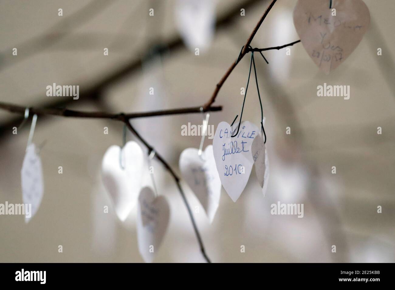Rumilly church.  Prayer tree with intention of prayers.  France. Stock Photo