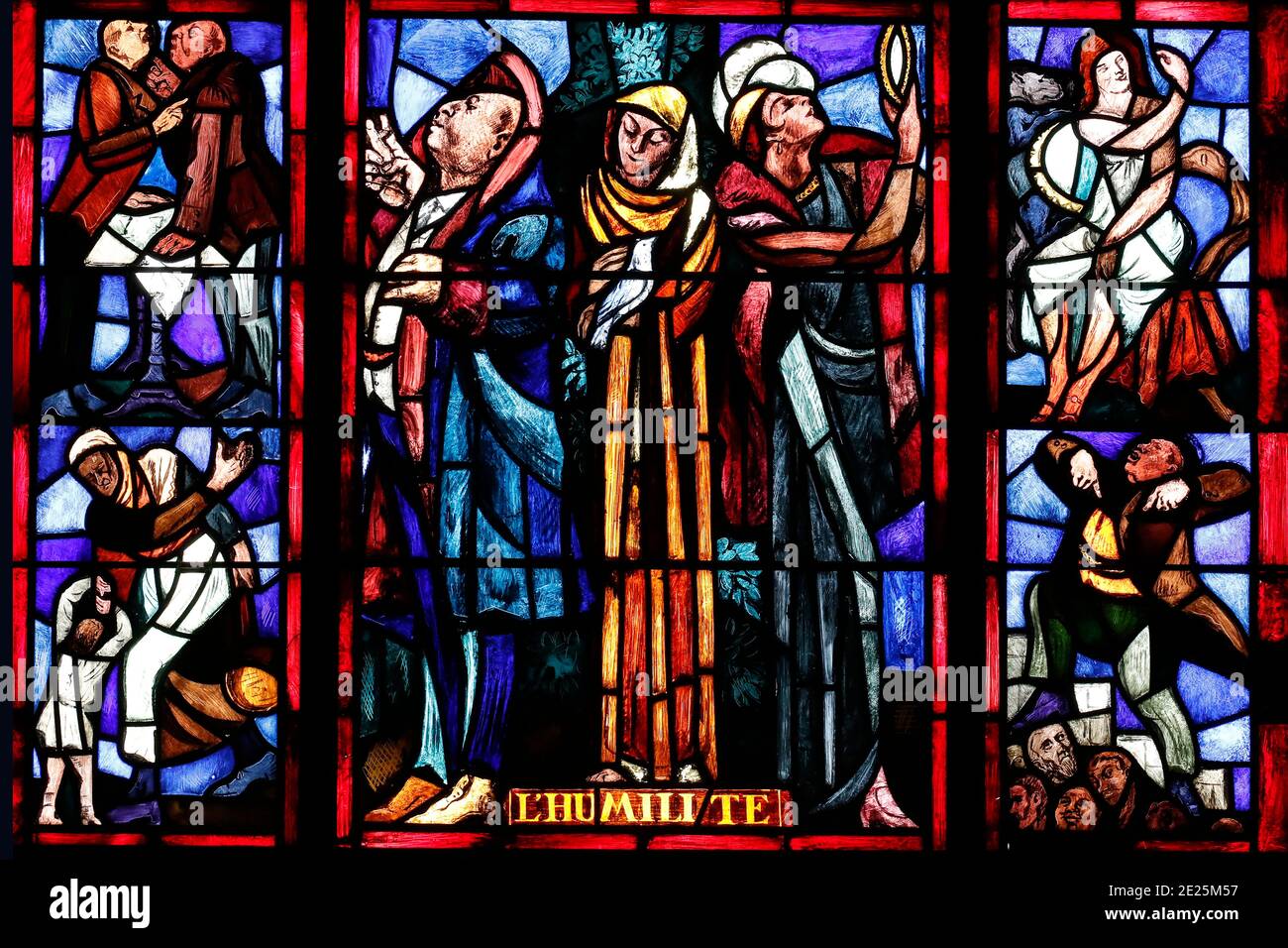 Cathedral of Notre Dame of Lausanne. Stained glass window. The mirrors of Charles Clément 1933