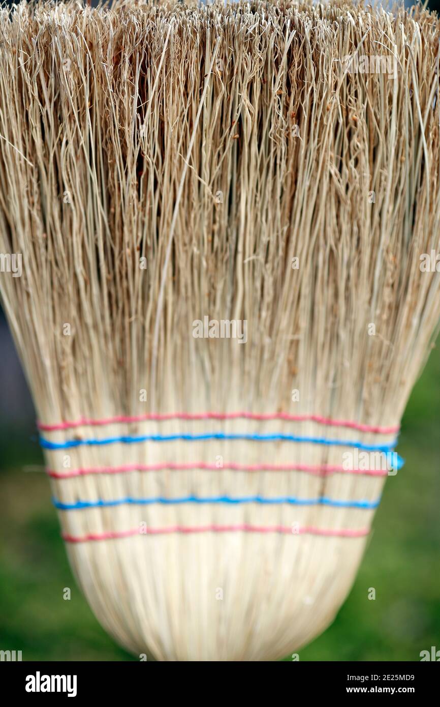 Straw broom.  France. Stock Photo