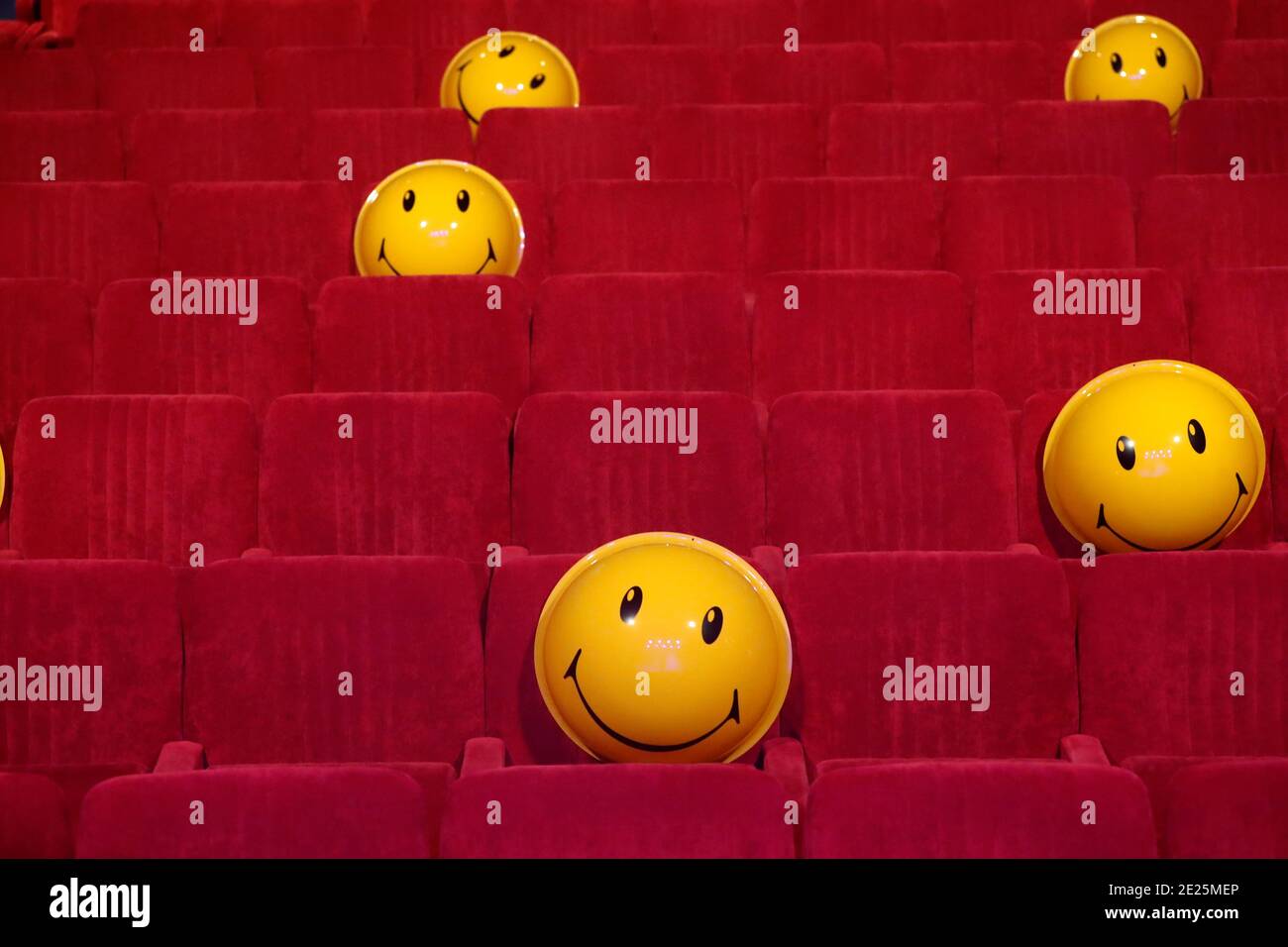 Festival Mont-Blanc d'humour 2020. Empty seats. Covid-19 epidemic.  Saint Gervais. France. Stock Photo