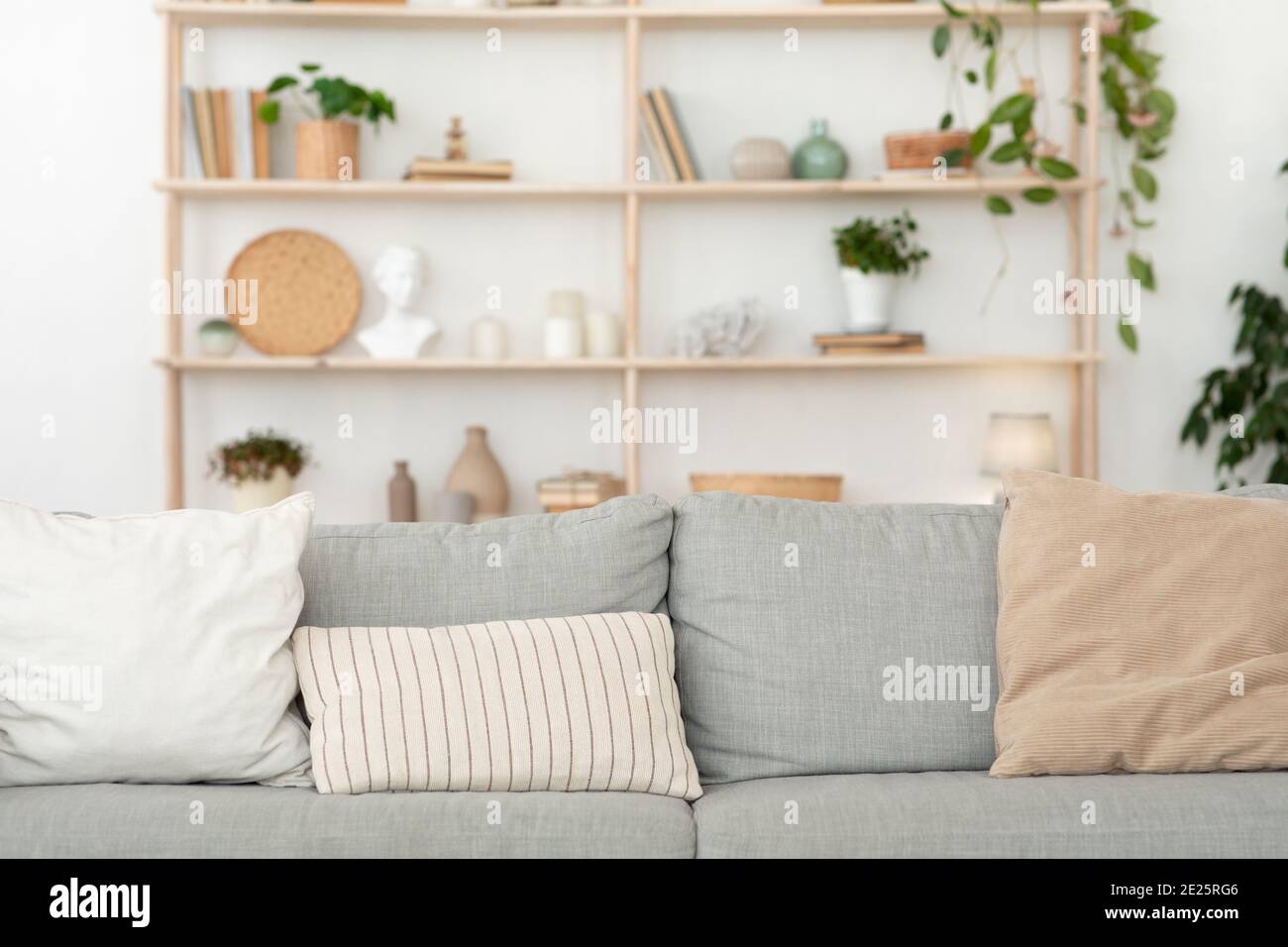 Modern interior, cozy living room design, scandinavian style Stock ...