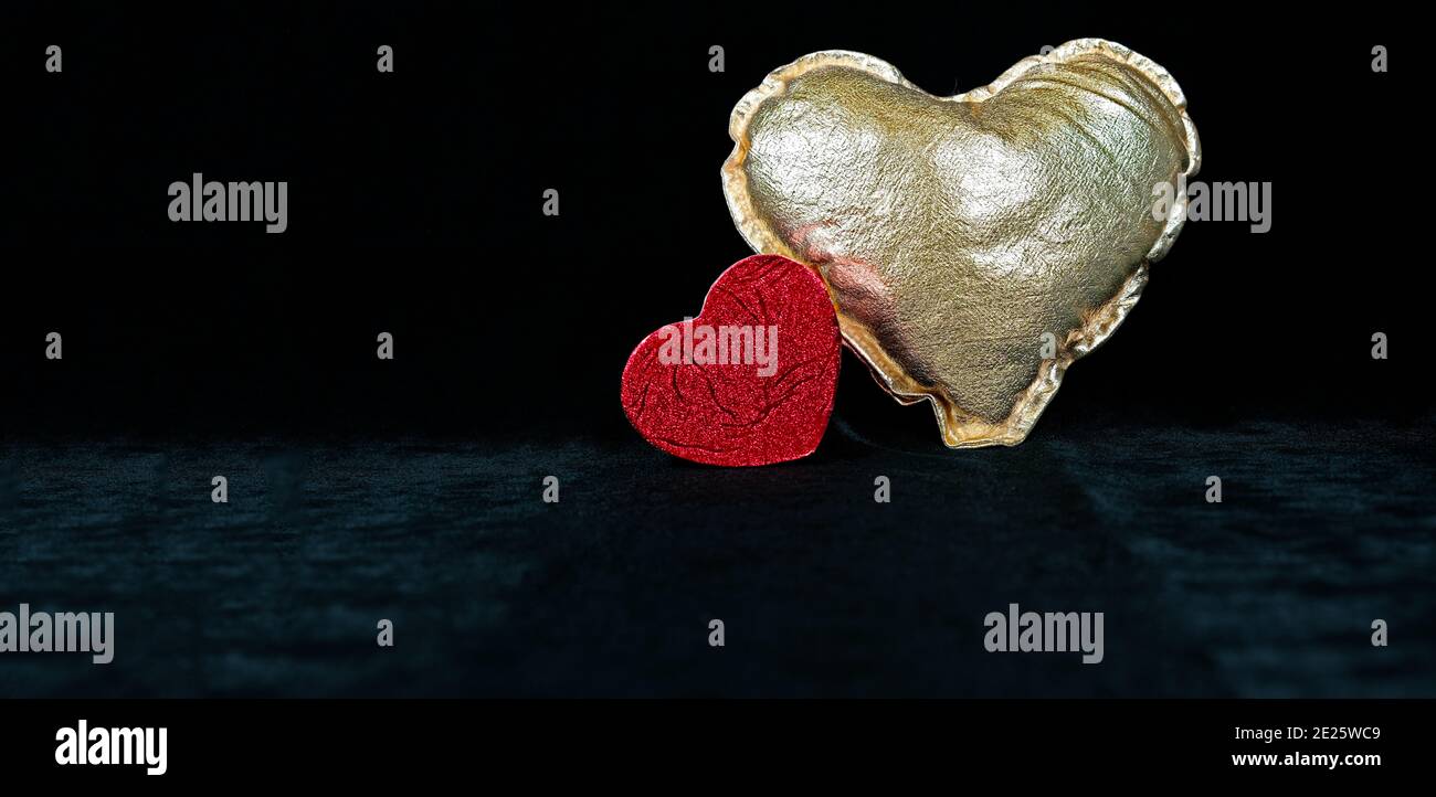 Fluffy gold and red heart Stock Photo