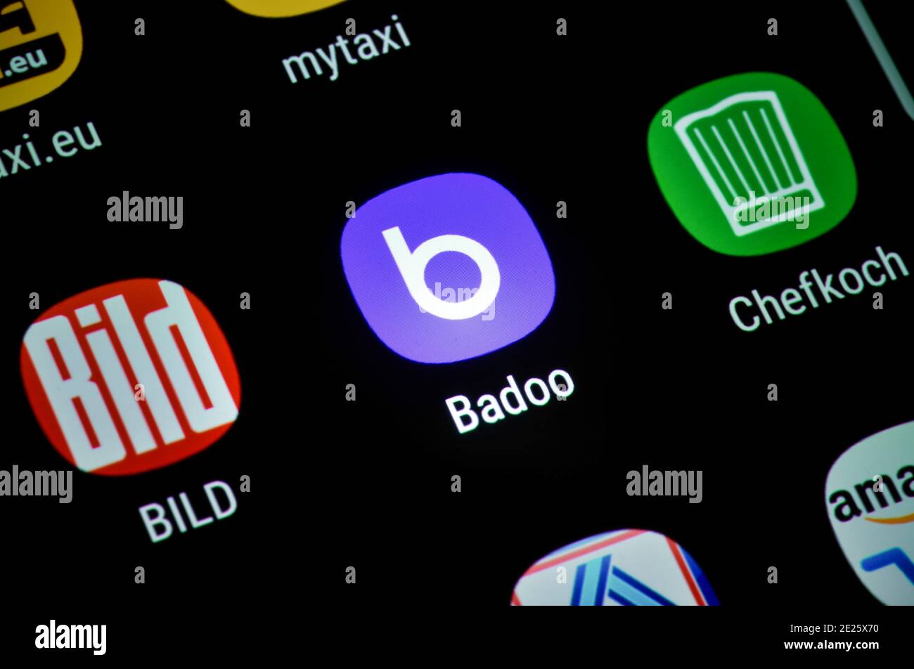 Smartphone, Display, App, Badoo Stock Photo