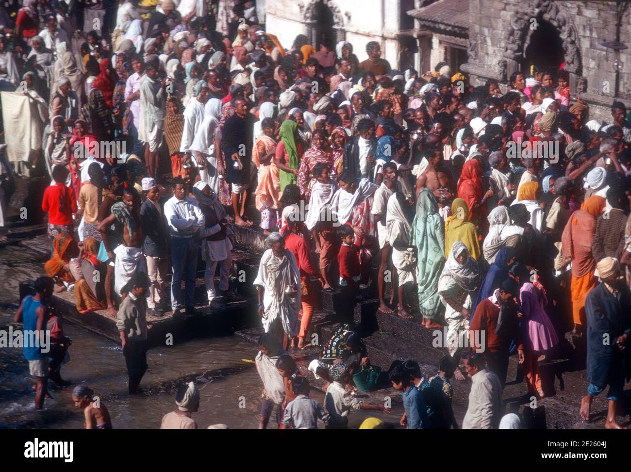 Pashupatinath Temple is a Hindi Temple dedicated to the Lord Shiva and is one of the four most important religious sites in Asia for devotees of Shiva. It was created in the 5th century and is situated on the banks of the Bagmati River. Photo taken in 1974. It is now a UNESCO World Heritage Site. Stock Photo