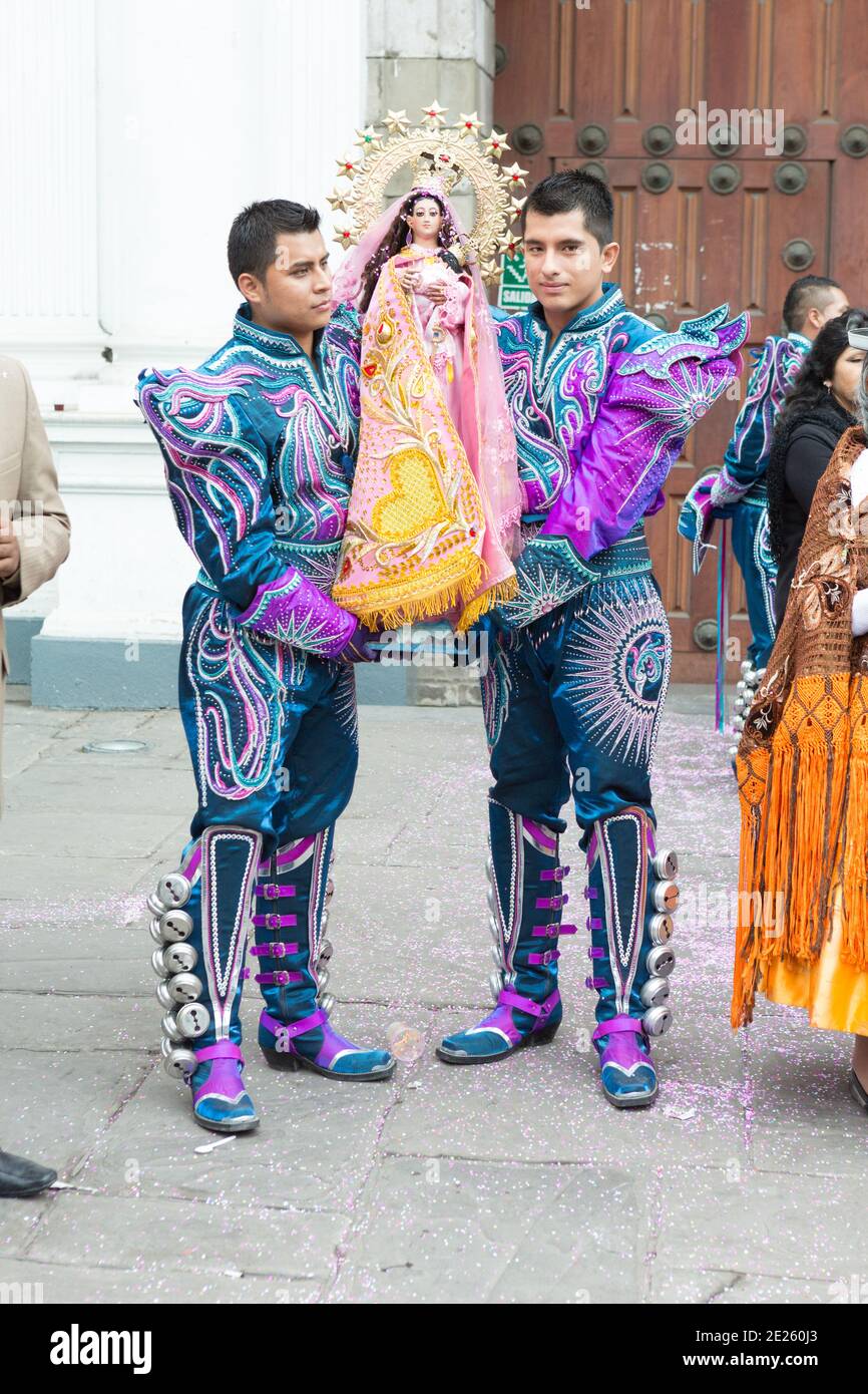 Dancers and musicians take part in a National Identity Parade.Two men ...