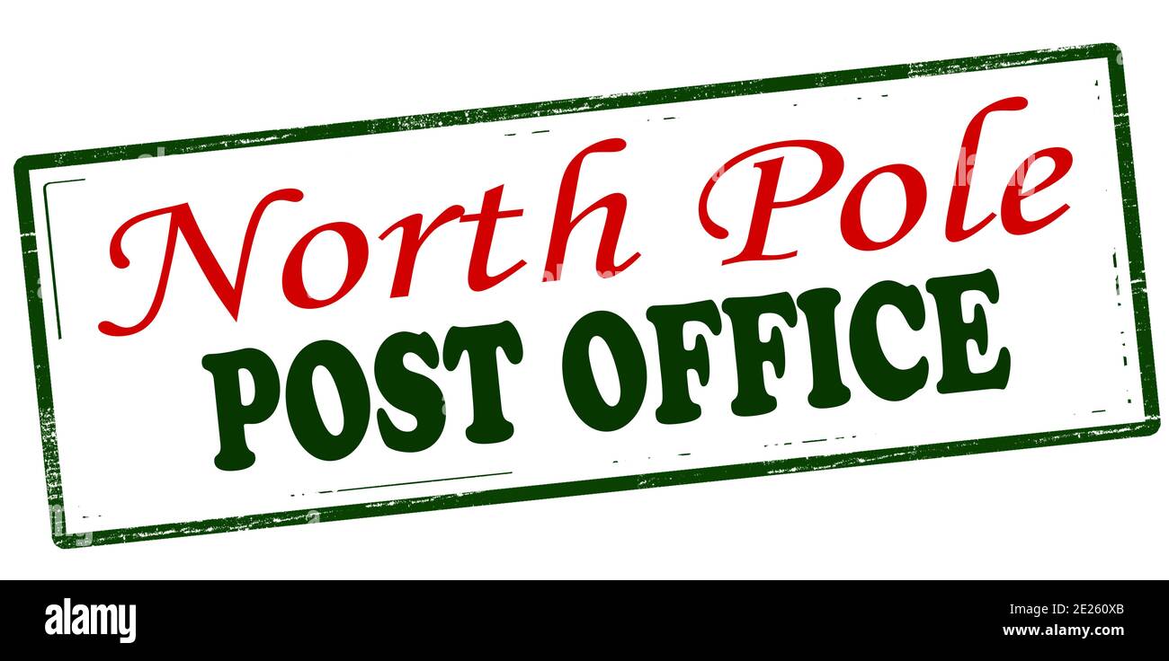 Rubber stamp with text north pole post office inside, vector
