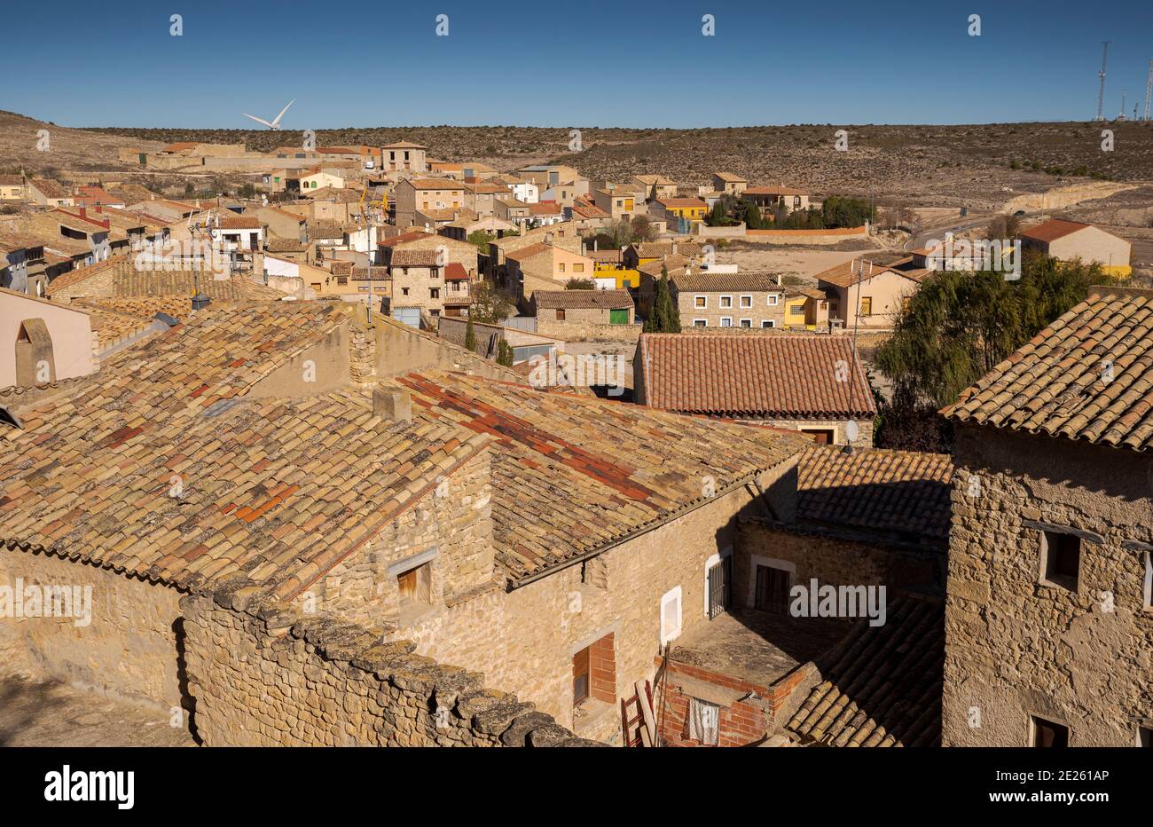 Views of Fuendetodos, a small village in the province of Zaragoza, Spain. It is known for being the birthplace of the painter Francisco de Goya Stock Photo