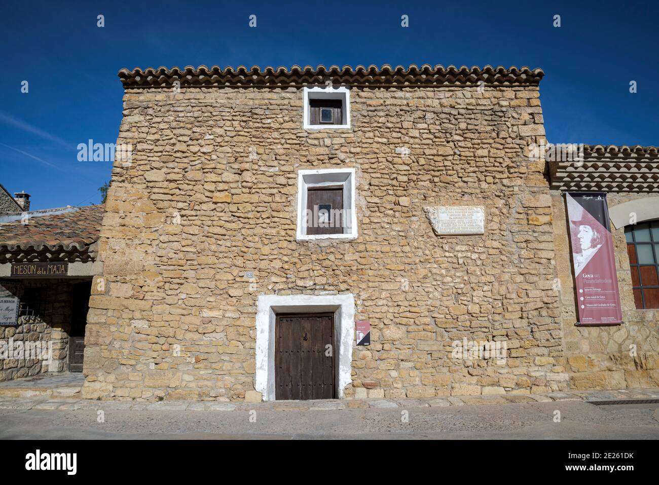 FUENDETODOS, SPAIN - NOVEMBER 18, 2017: Francisco de Goya birthplace. It is located in the village of Fuendetodos, province of Zaragoza, and was built Stock Photo