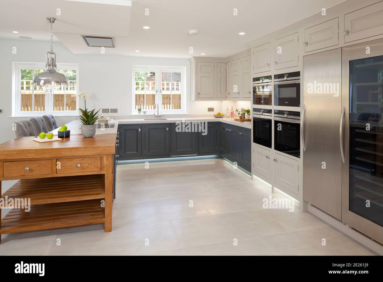 Show home contemporary grey kitchen in show home Stock Photo