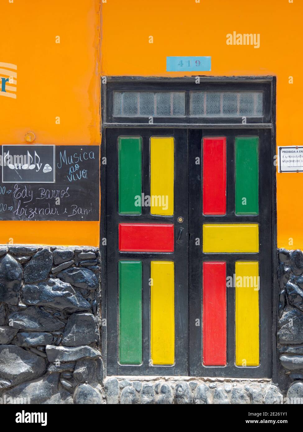 Entrance of a closed bar.The village Santa Maria. The island Sal,  Cape Verde, an archipelago in the equatorial atlantic in Africa. Stock Photo