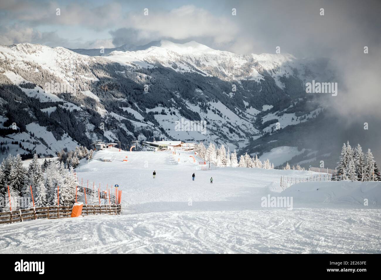 Grossarl Austria 26th December Overlooking The Ski Resort Grossarl In The Salzburger Land Region White Slopes With Powder Snow Are Ready For Another Winter Season Stock Photo Alamy