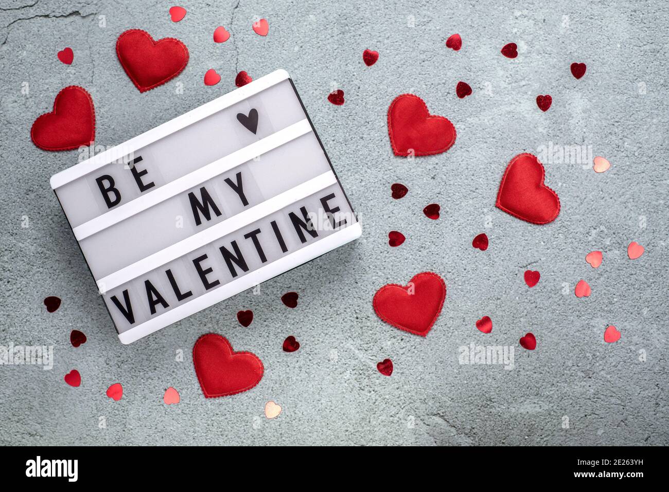 Valentine's day layout with Be my Valentine light box on cement ...