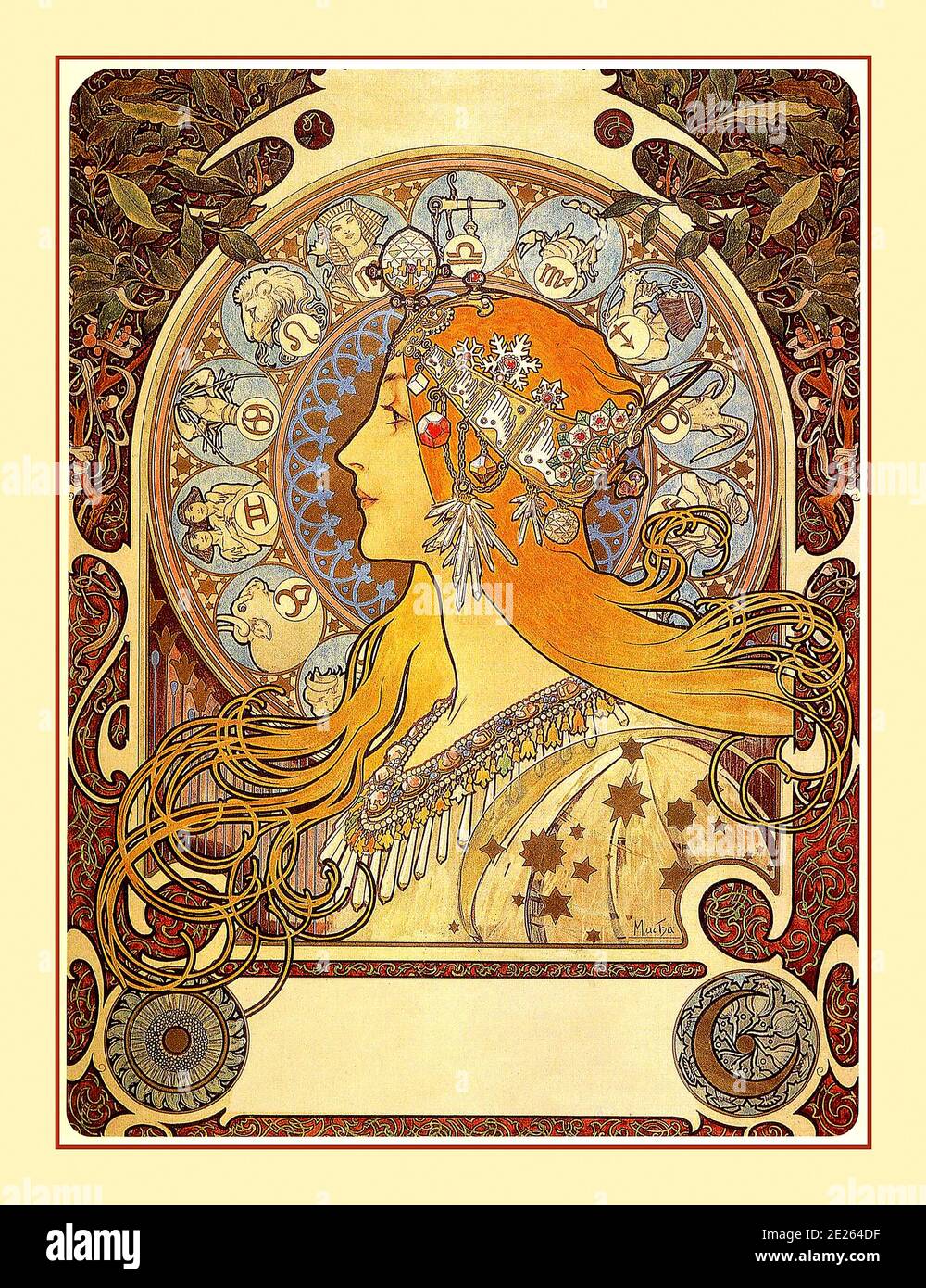 MUCHA 1896 Zodiac themed Lithograph Art Poster. Art Nouveau style. Alphonse Mucha (1860 – 1936). Stock Photo