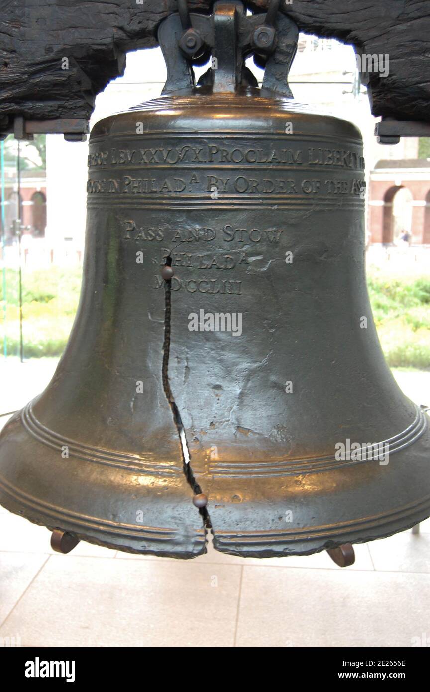 Cracked Liberty bell with crack in it Philadelphia United States of