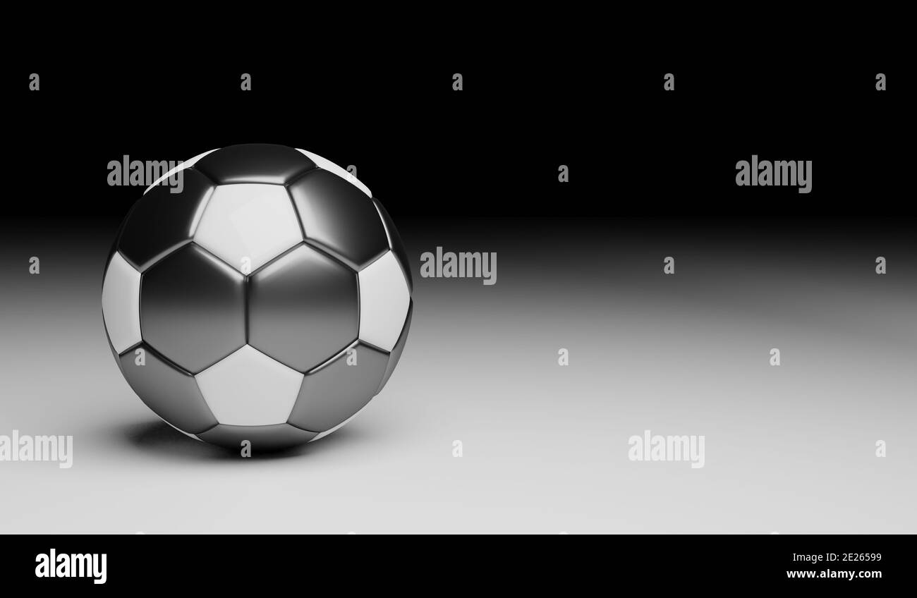 soccer ball black and white game background 3d render close up Stock
