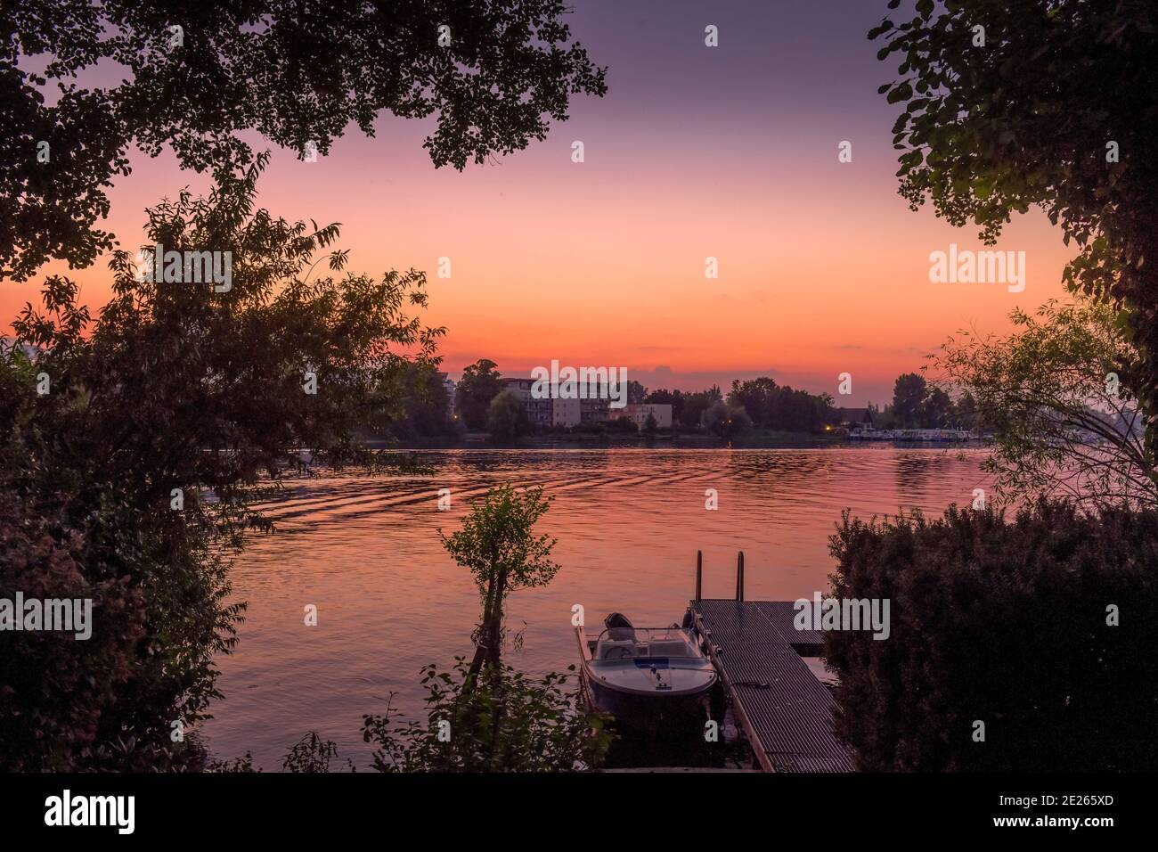 Sonnenuntergang, Eiswerder, Haselhorst, Spandau, Berlin, Deutschland Stock Photo