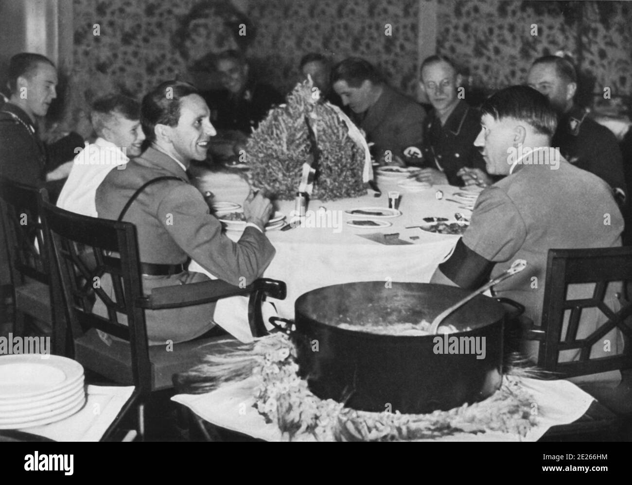 Hitler and Goebbels Having Dinner Stock Photo