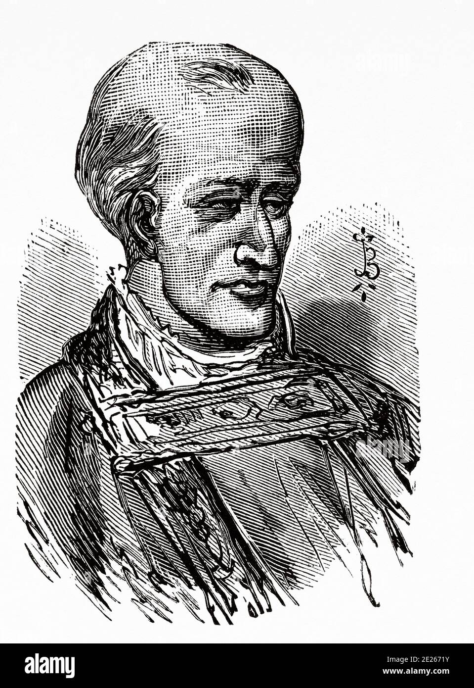 Portrait of Alonso Fernández de Madrigal, known as the Tostado or the Abulense (Madrigal de las Altas Torres 1410 - Bonilla de la Sierra 1455). Cleric, academic and Spanish writer, Bishop of Ávila. Old engraving of the book Spanish Biographical Year by Ildefonso Fernandez 1899 Stock Photo