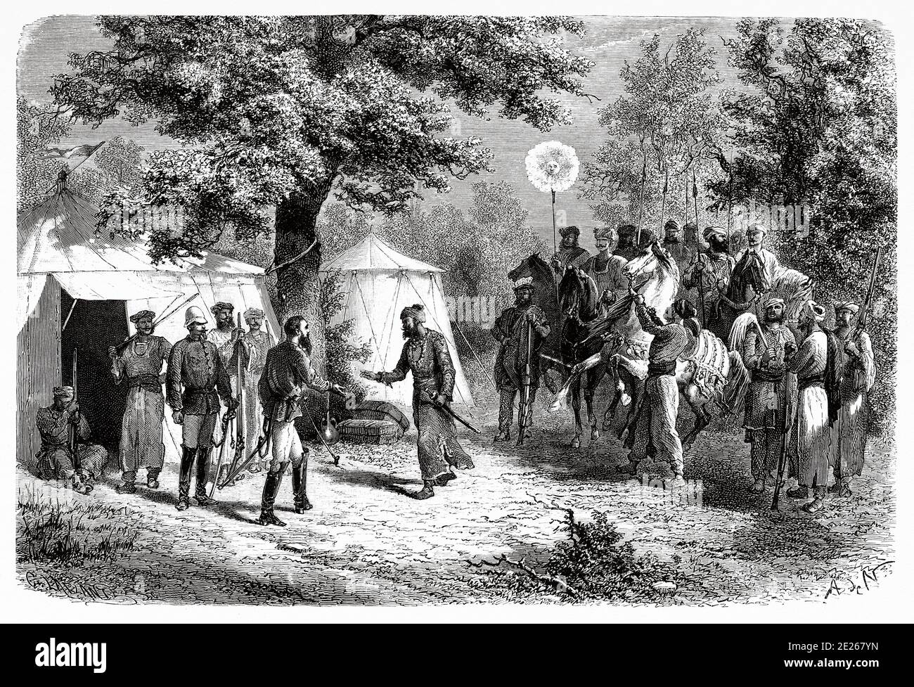 Rajah of Bunera, Rajasthan, India. Old engraving illustration from El Mundo en la Mano 1878 Stock Photo