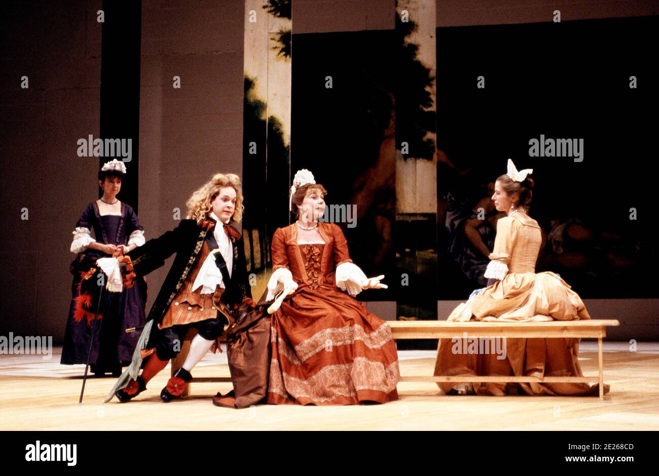 l-r: Katy Murphy (Mincing), Tom Hollander (Witwoud), Barbara Flynn (Millament), Emma Piper (Mrs Fainall) in THE WAY OF THE WORLD by Congreve at the Lyric Theatre Hammersmith, London W6  20/10/1992  set design: Tom Piper  costumes: Moggie Douglas  lighting: Steven Wentworth  director: Peter Gill Stock Photo
