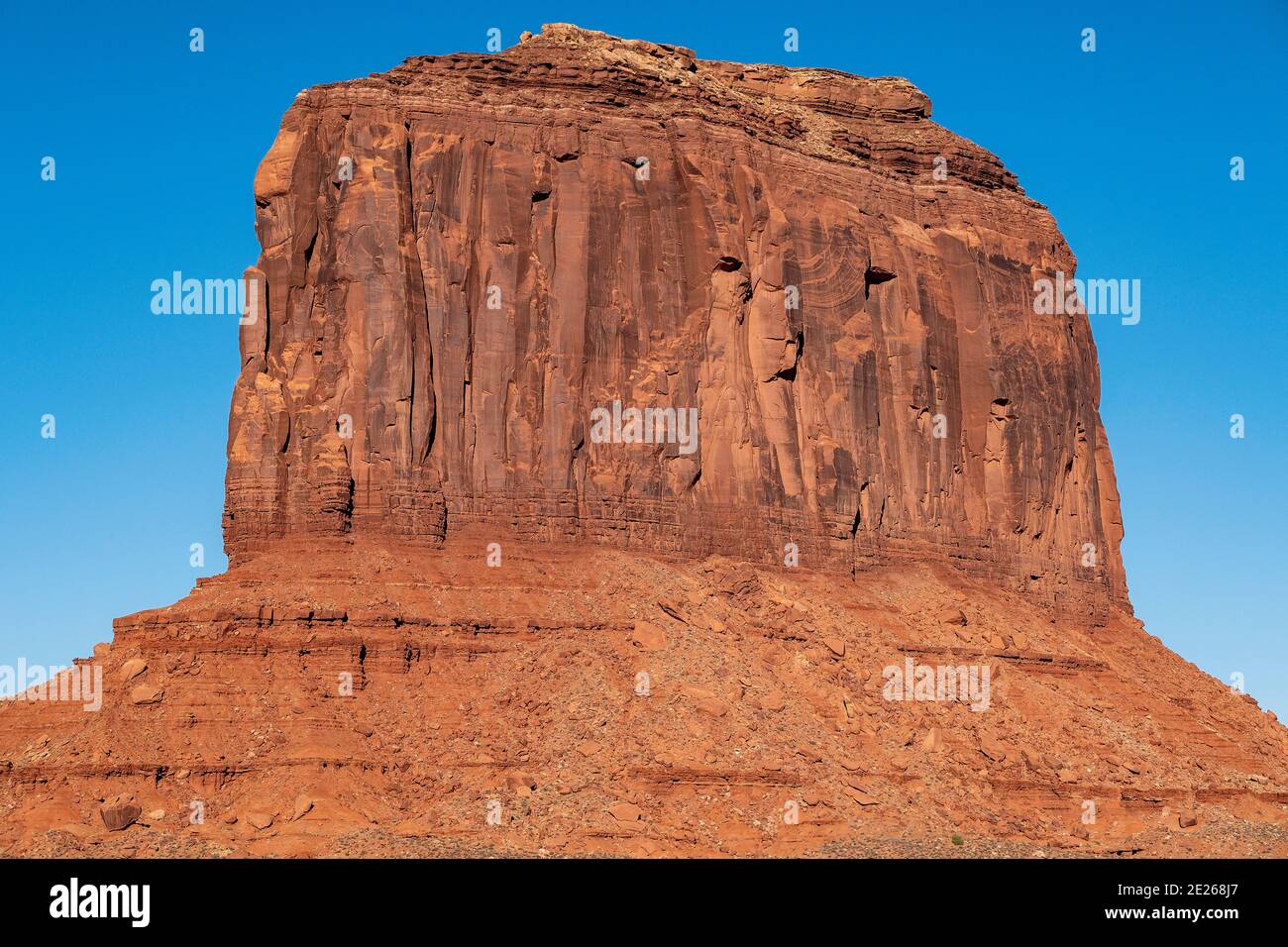 Merrick Butte rock formation in the Monument Valley Navajo Tribal Park which straddles the Arizona and Utah state line, USA Stock Photo