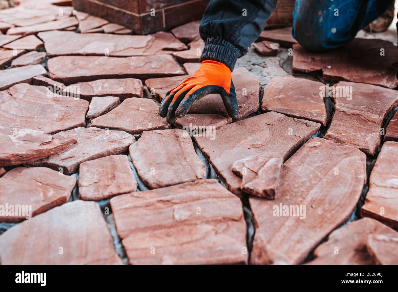 Professional installation of tiles on glue high quality exterior