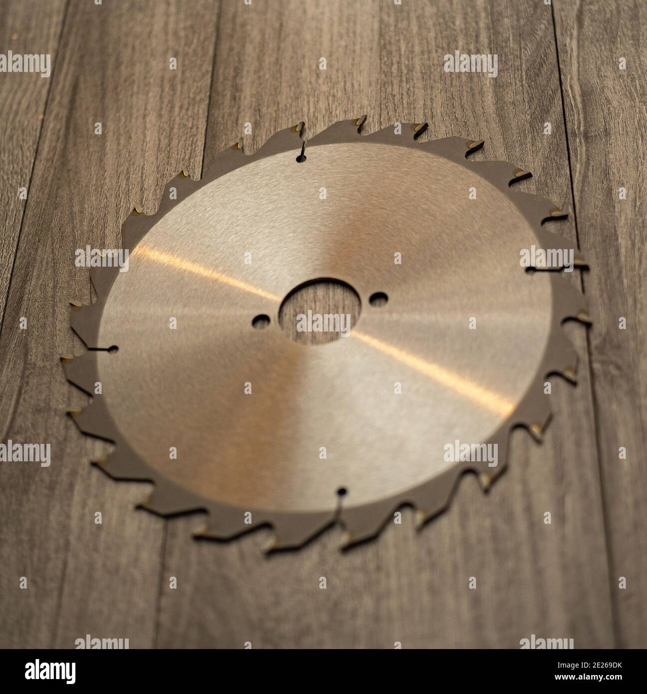 Circular saw blade for wood work. Round disc from a circular saw Stock Photo
