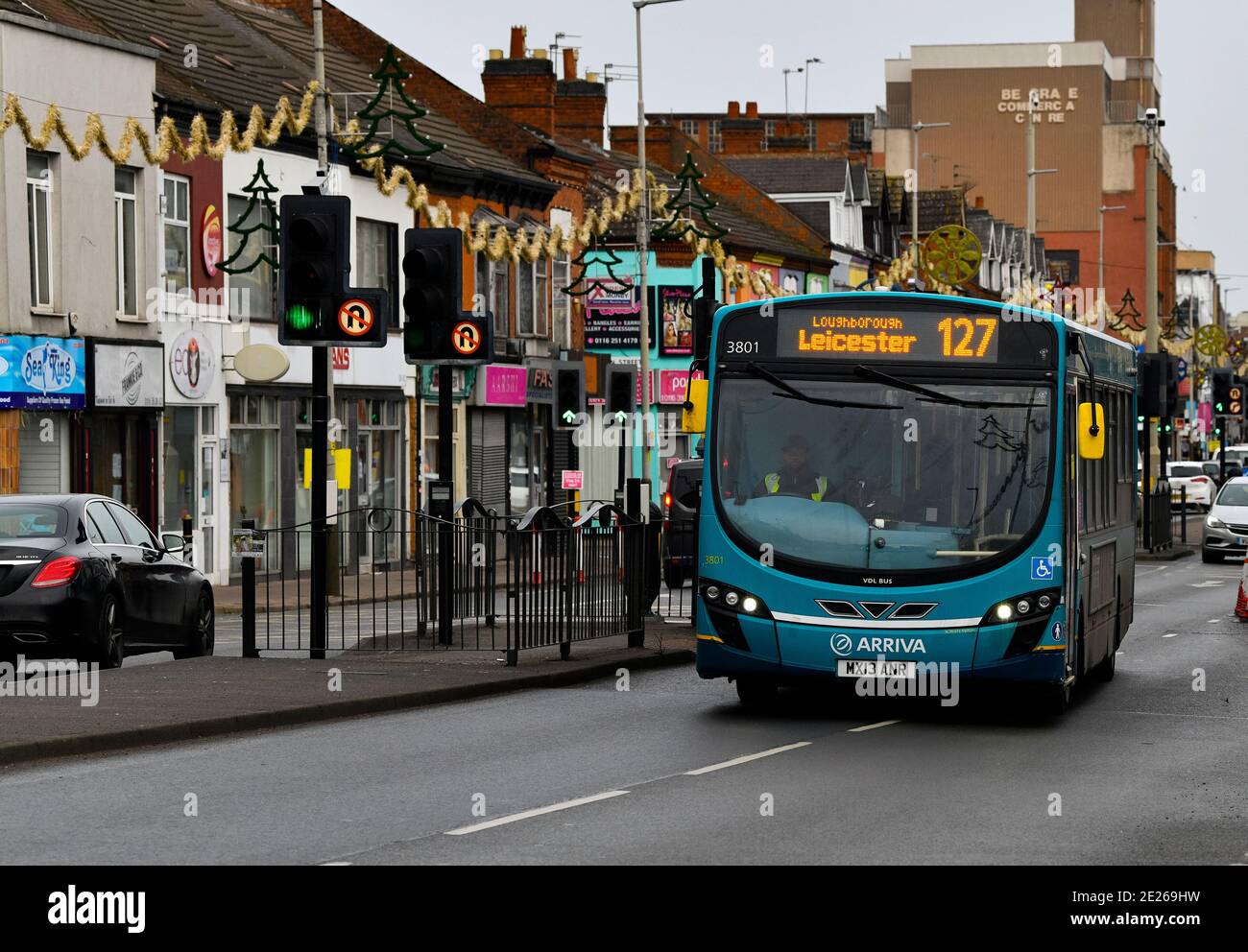 Arriva bus on Leicester's golden mile. Stock Photo