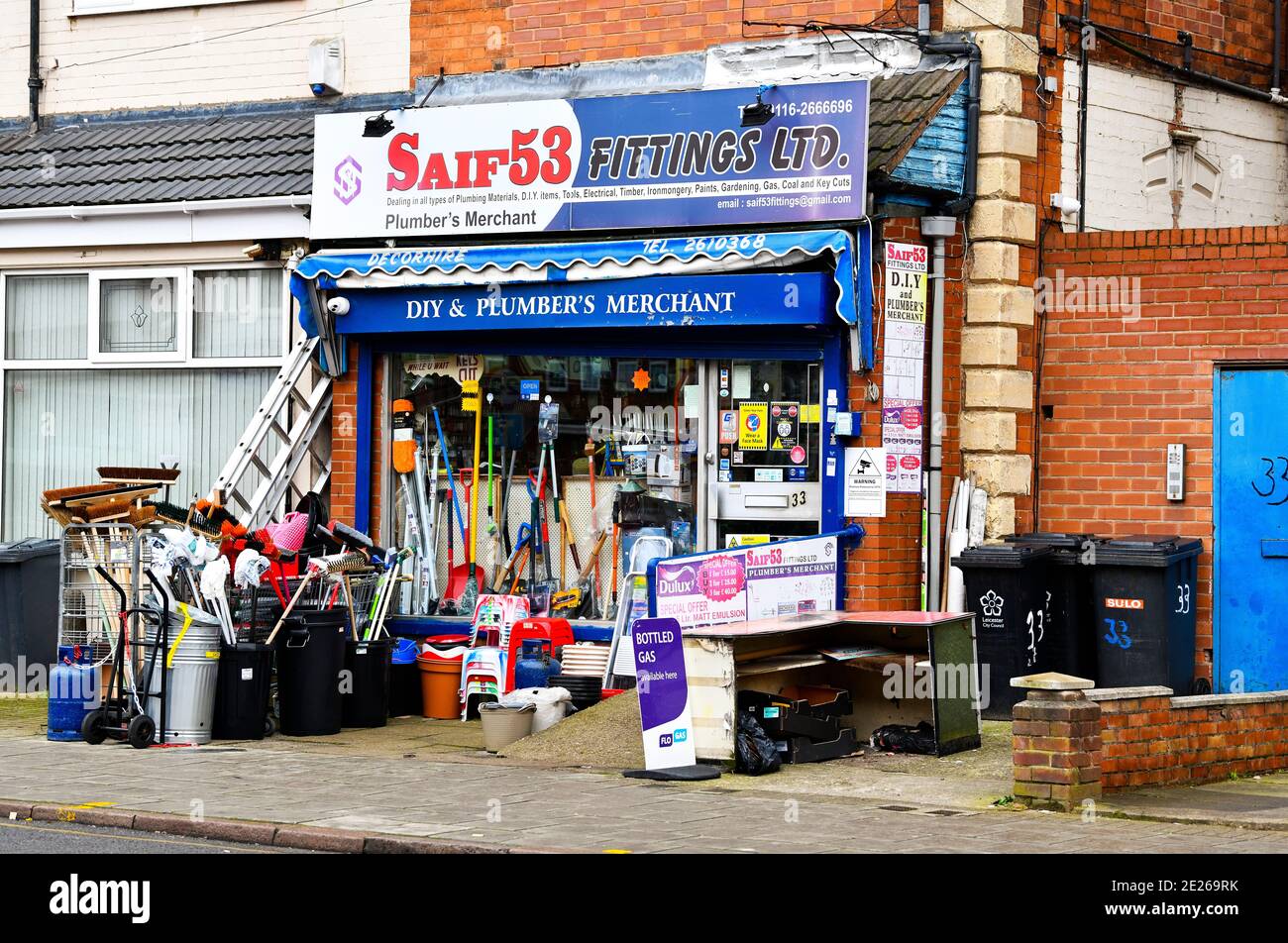 Old traditional hardware shop in Belgrave, Leicester. Stock Photo