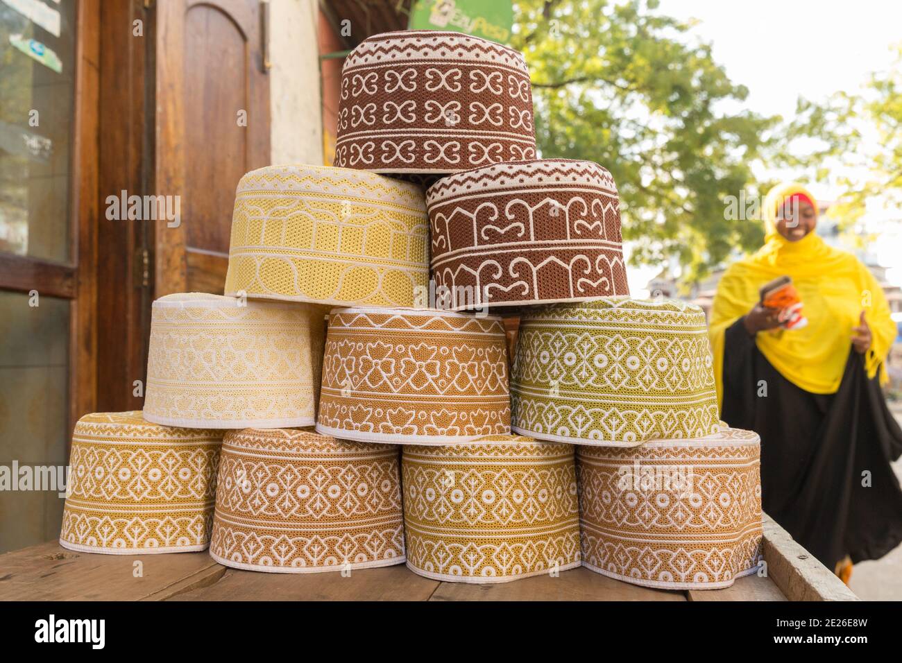 Pyramid of Kofia Hats For Sale In The Market Stock Photo