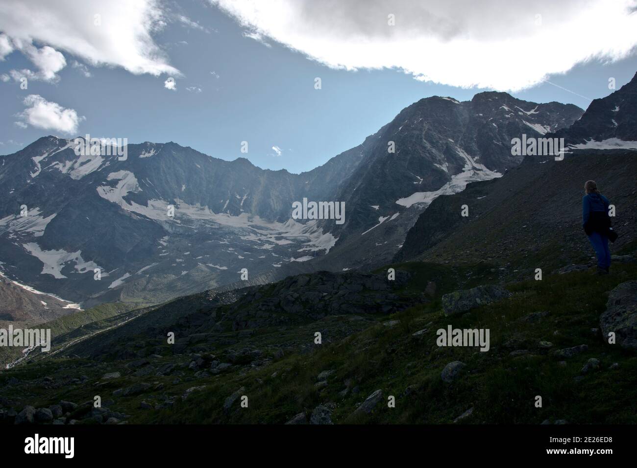 Blick vom Walliser Laggintal zum 4017 Meter hohen Weissmies Stock Photo