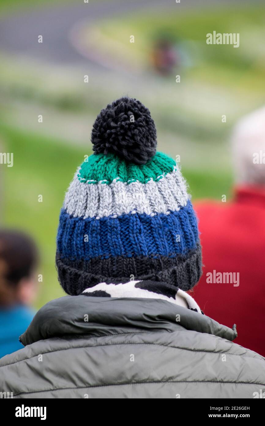 Spectator with a bobble hat on Stock Photo