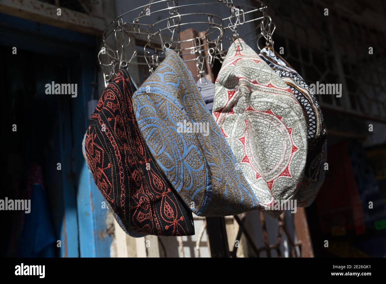 Kofia Hats For Sale In The Market Stock Photo
