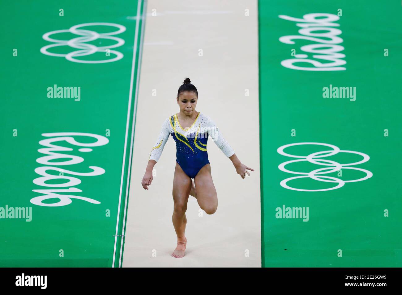 Flavia Saraiva At Rio 16 Summer Olympic Games Artistic Gymnastics Brazilian Team Ahlete Performs Vault Training Session Before Medal Competition Stock Photo Alamy