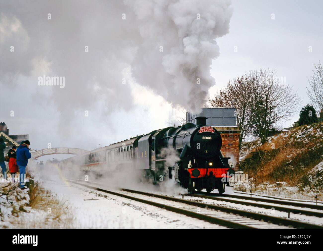 Mogul No 2698 at Appleby in Westmorland, Cumbria, Settle to Carlise railway, England Stock Photo