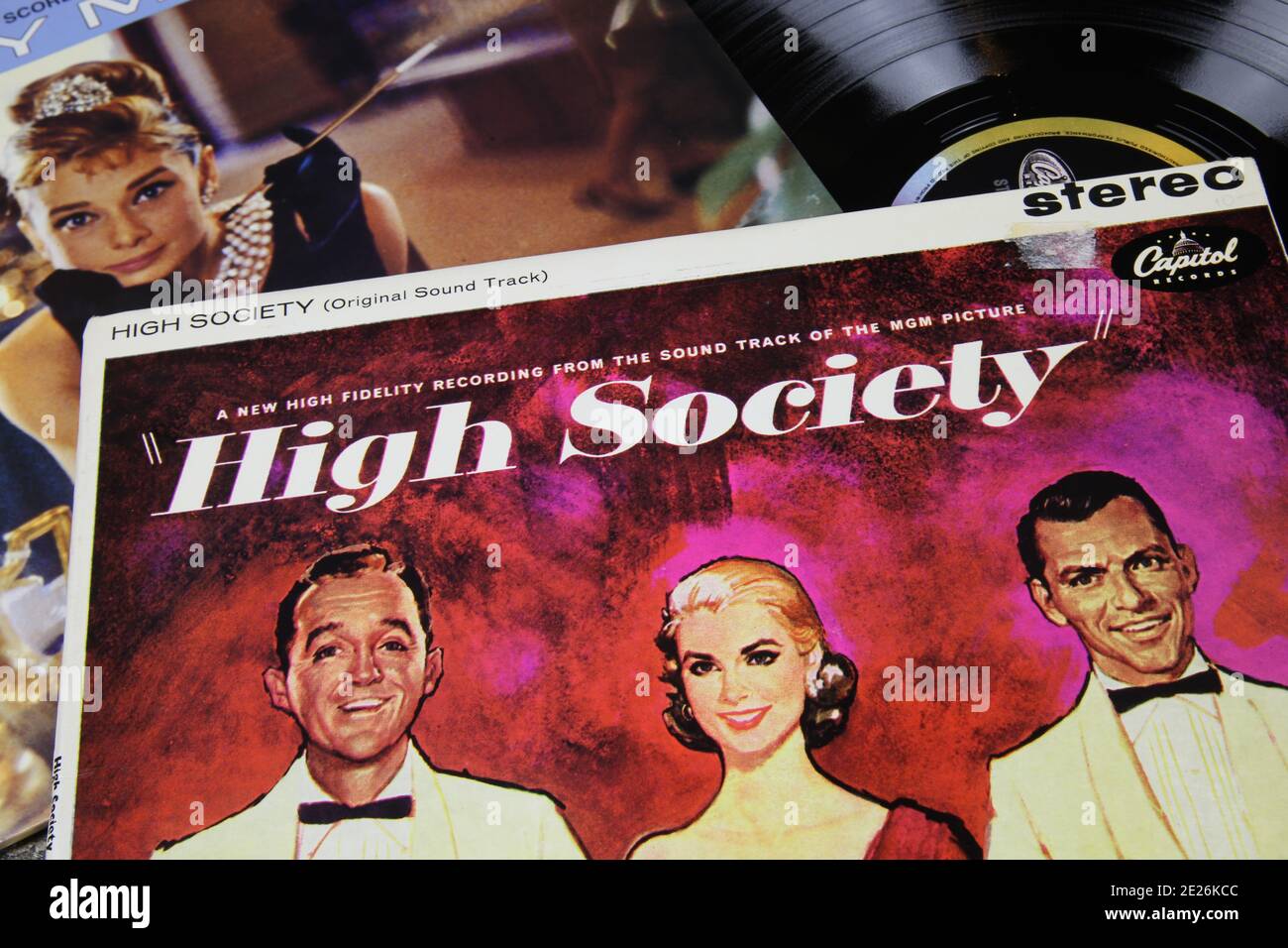 Viersen, Germany - January 9. 2020: Close up of vinyl record cover soundtrack of high society hollywood movie Stock Photo