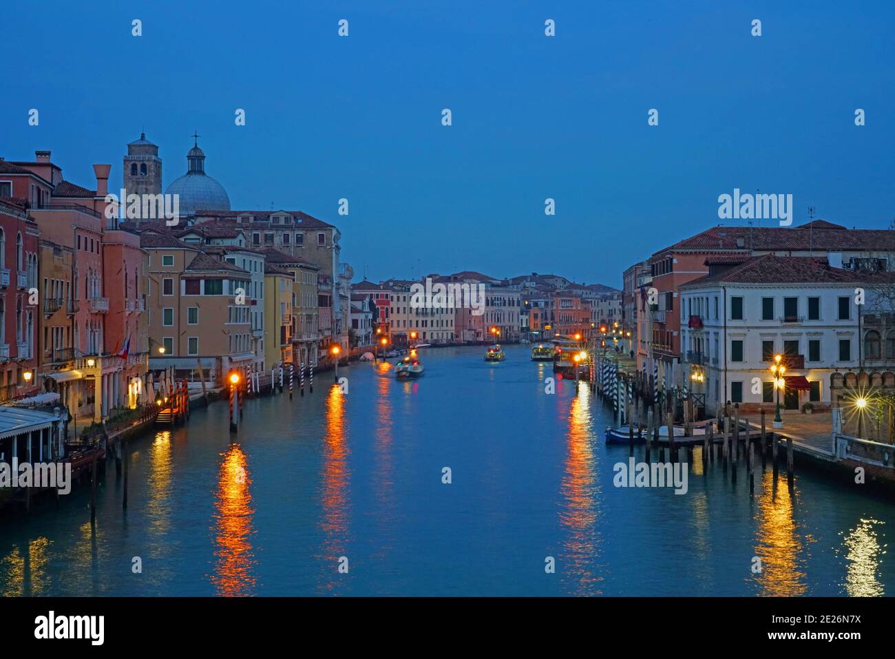 The Grand Canal in Venice at night. Stock Photo