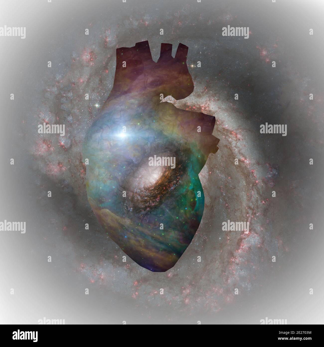 Interstellar Heart Collage. 3D rendering Stock Photo Alamy