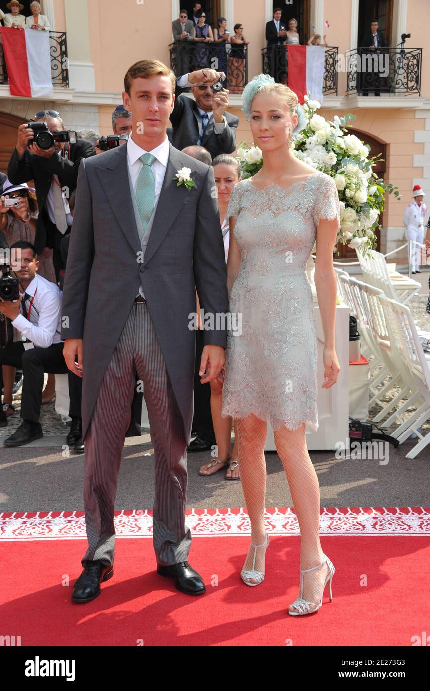 Pierre Casiraghi and Beatrice Borromeo arriving for the religious