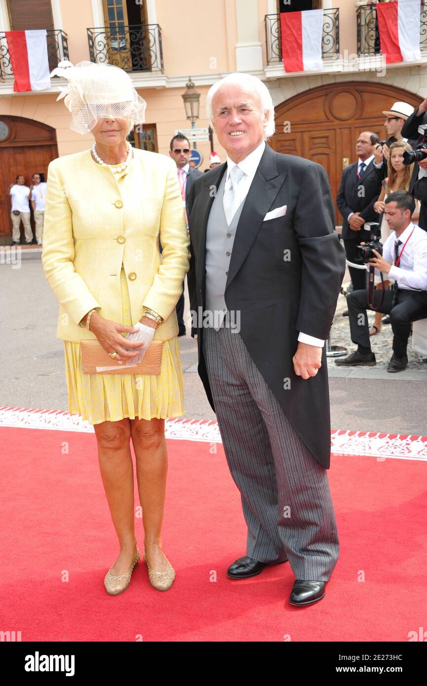 Jean Piaget and wife arriving for the religious wedding ceremony of Prince Abert II of Monaco to Charlene Wittstock held in the main courtyard of the Prince's Palace in Monaco on July 2, 2011. The celebrations are attended by a guest list of royal families, global celebrities and heads of states. Photo by ABACAPRESS.COM Stock Photo