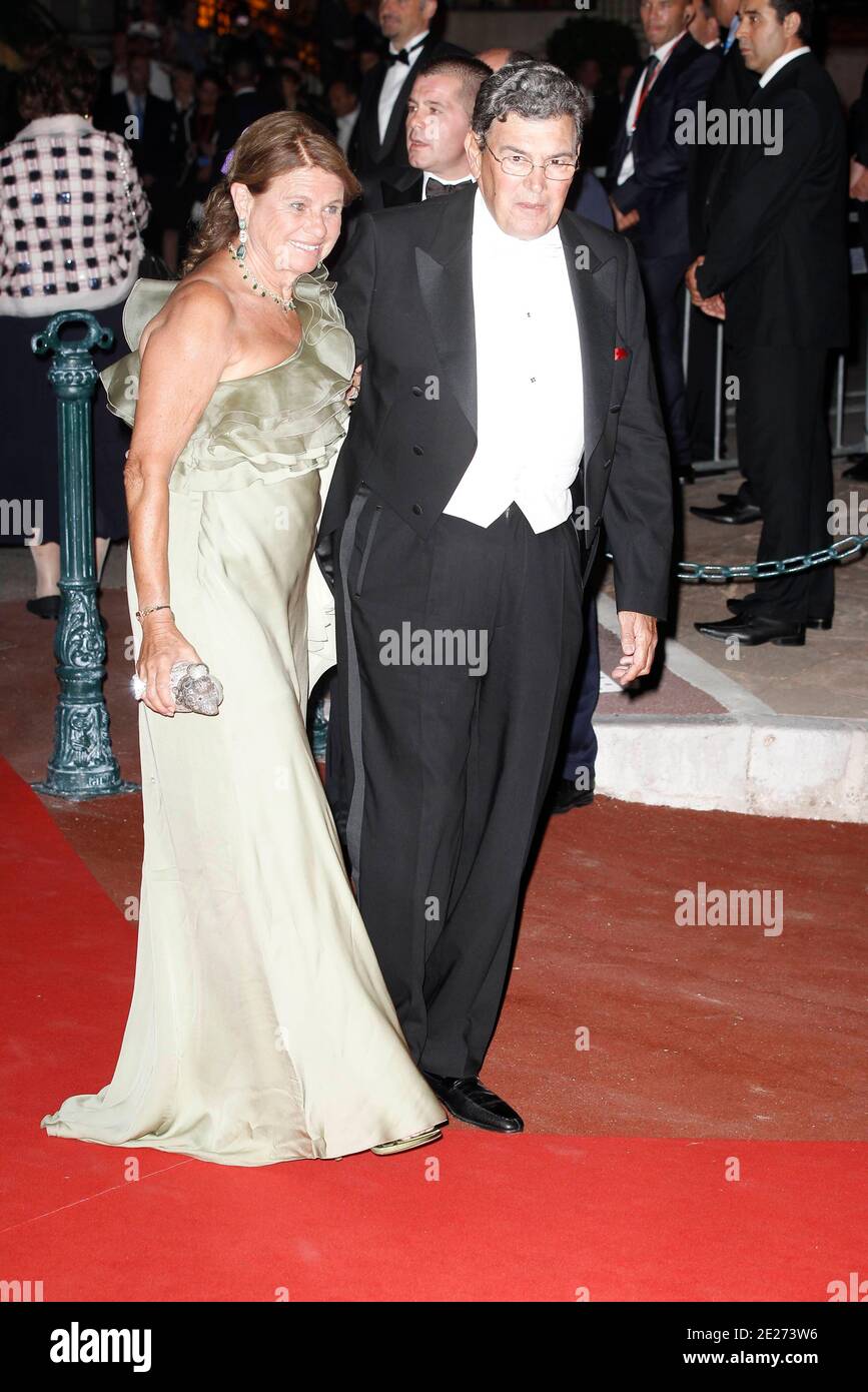 Michel Pastor and wife arriving for the official dinner following the  religious wedding of Prince Abert II of Monaco to Charlene Wittstock at  Monte-Carlo Opera House in Monaco on July 2, 2011.