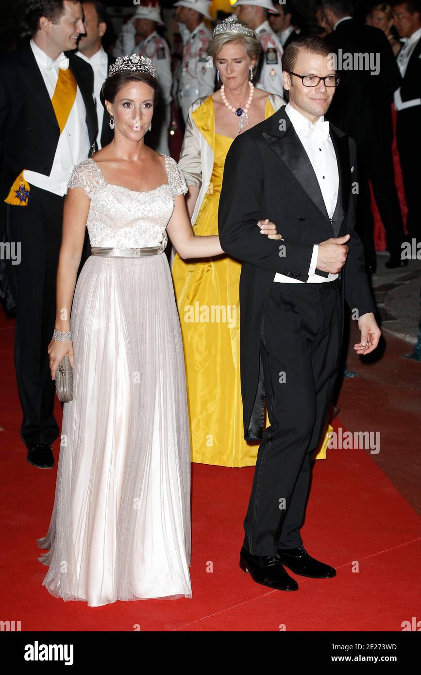 Princess Marie of Denmark and Prince Daniel of Sweden arriving for the official dinner following